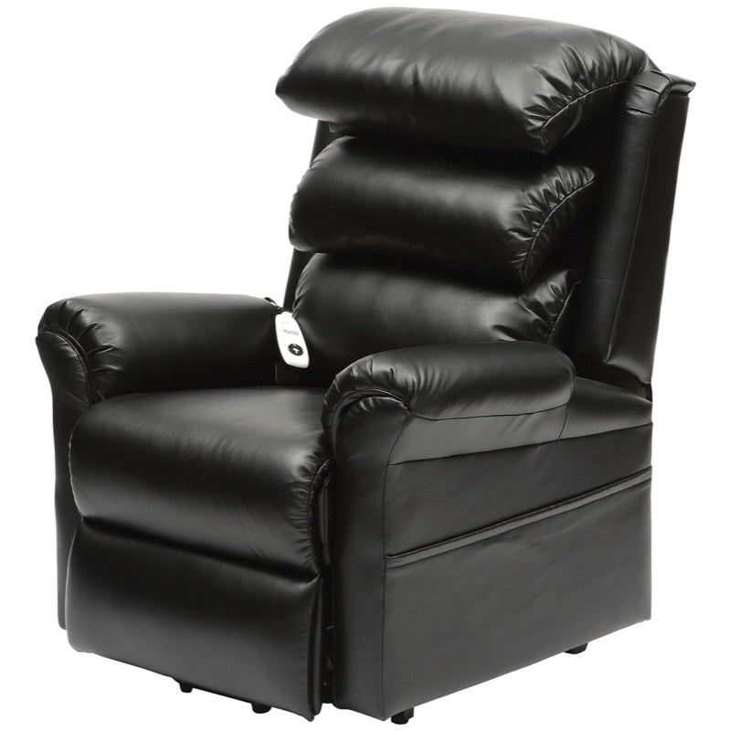 Ecclesfield Single Motor PU Wall Hugging Riser Recliner Chair - Black